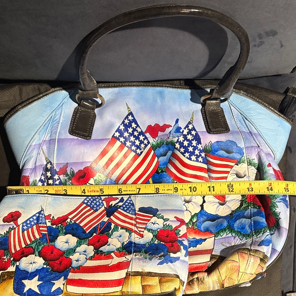 Sharif Patriotic Floral Tote Bag in Blue, Red, White - Picture 7 of 9